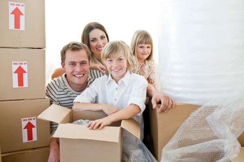 Packed household items prepared for short-term storage in Southhackney